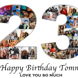 23rd Birthday Photo Collage Gift: Custom Number Design (Printable Digital File