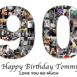 Custom 90th Birthday Number Photo Collage, 90th Birthday Gift - Gift For Grandpa, Custom Photo Number Collage Gifts, PRINTABLE gift