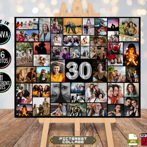 Editable Collage 30th Birthday Photo Template, Celebrate Life, Photo Collage Montage Board, Easel  Poster, Canva 46 Custom Photo - PC0367