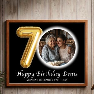 Collage de fotos editable para el 70.° cumpleaños: póster personalizado con número de hito, plantilla editable para letrero de fiesta PC0335