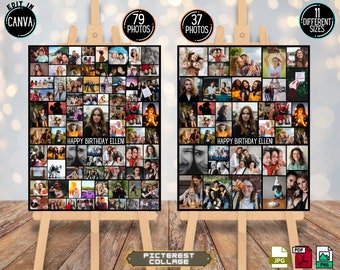 Editable Birthday Photo Collage Template: Canva Montage Board (Digital Download)