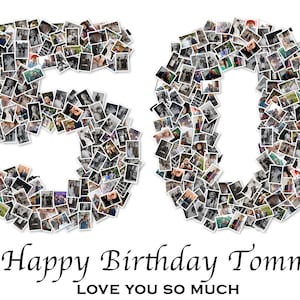 Collage de fotos de 50 cumpleaños, collage de fotos con números, regalo de 50 cumpleaños, regalo de 50 aniversario personalizado: regalos de collage de fotos con números, IMPRIMIBLES