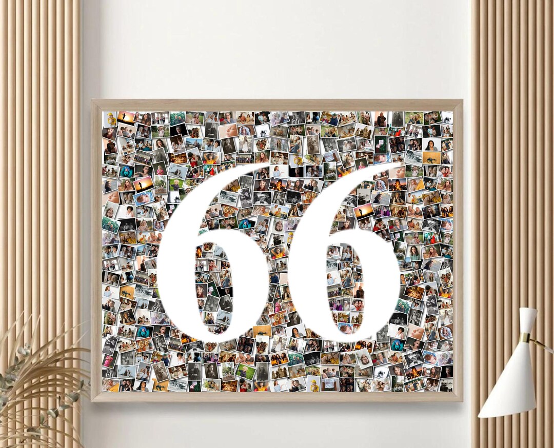 Custom 66th Birthday Number Photo Collage, Anniversary Gift Custom ...
