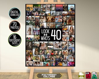 Birthday Photo Collage Template: Milestone Celebration, Canva Editable (Digital Download)
