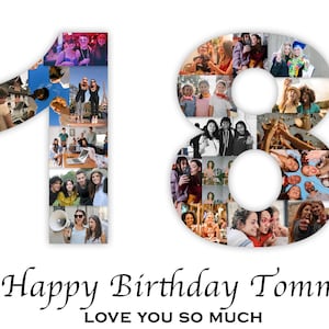 18th Birthday Gift Collage, Custom 18th Birthday Number Photo Collage, 18th Custom Anniversary Gift, PRINTABLE, Digital File