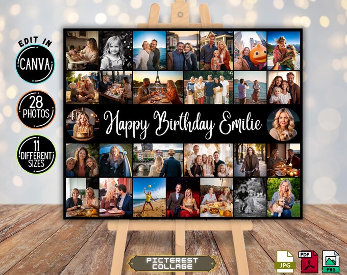 Editable Birthday Photo Collage Template - Canva Photo Montage ...