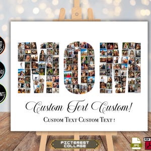 Collage de fotos personalizado con letras para mamá: regalo personalizado para mamá, arte mural para el Día de la Madre o cumpleaños, texto personalizado para el Día de la Madre.