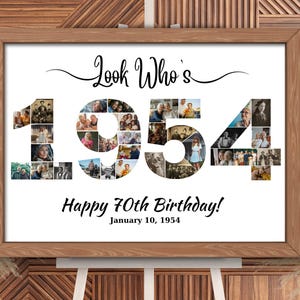 1954 Number 70th Birthday Photo Template - Personalized Celebration Display for 70th Birthday - Easy Customization, Canva Ready PC0314