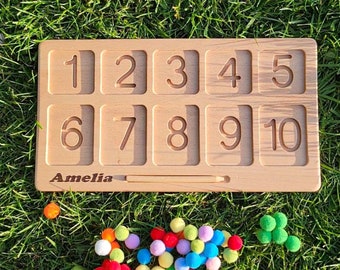 Engraved Busy Counting Board - Montessori Number Learning - Toddler Math Board with Name Engraved - Montessori Toys for Preschoolers