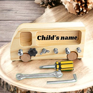 Personalised, Montessori Screwdriver Busy Board, Toddler Educational toys, Screw Wooden Toy - Waldorf learning sensory toy, Toddler gift toy