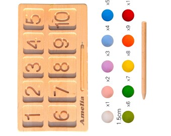 Personalized Kids Counting Board - Engraved Montessori Math Board - Custom Christmas and Birthday Gift for Kids - Preschooler Gift Ideas