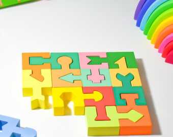 Kids gift - Wooden Toddler Puzzle - Montessori Teaser Puzzle - shape cognition puzzle - Toddler Toys 2 3 4 years old