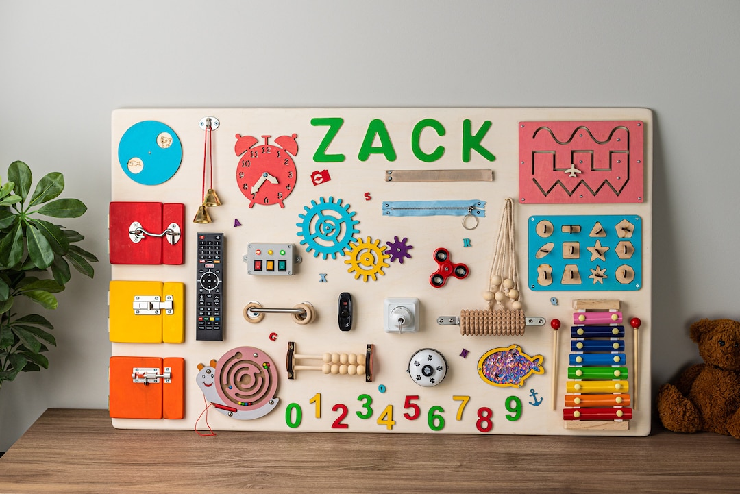 Wooden Baby Busy Board, Custom Busy Board, Travel Busy Board, Fidget ...