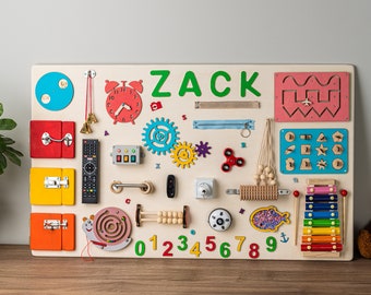 Wooden baby busy board, Custom busy board, Travel busy board, Fidget busy board, Button busy board, Puzzle busy board, Toddler busy board