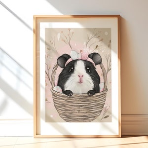 Impression cochon d'Inde Cadeau pour amoureux des animaux Carte postale de Pâques