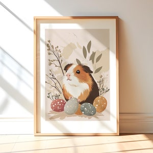 Meerschweinchen Print Neutrale ästhetische Wandkunst Frühling Kinderzimmer Dekor
