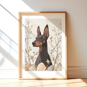 Stampa Doberman Cartolina di Pasqua Decorazione murale estetica neutra