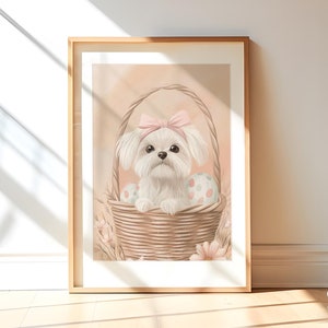 Cachorro maltês estampa de Páscoa decoração de quarto coquete presente para amantes de cães