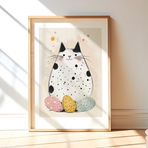 Impression de Pâques de gros chats Décoration printanière pour chambre d'enfant Cadeau pour amoureux des chats