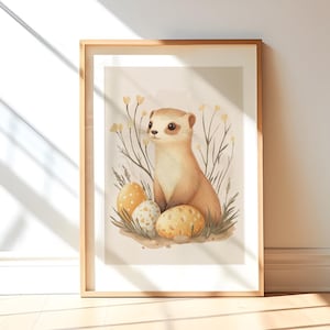 Cartolina di Pasqua Stampa furetto Arte murale estetica neutra