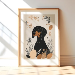 Carte postale de Pâques imprimée teckel Cadeau pour amoureux des chiens Art mural esthétique neutre