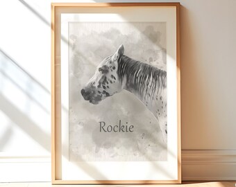 Custom horse painting from photo Pet remembrance gift Memorial portrait with halo DIGITAL ONLY