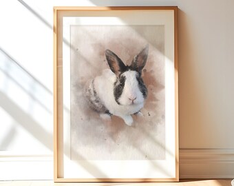 Rabbit memorial gift Bunny portrait from photo Custom pet remembrance painting DIGITAL ONLY