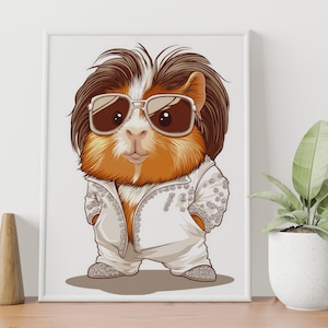 Funny guinea pig print Cartoon wall art Kids room decor Pet lover gift