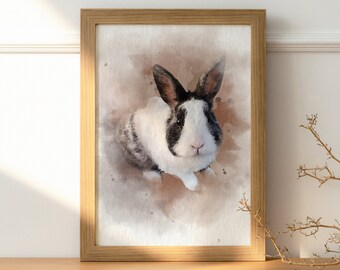 Rabbit memorial gift Custom bunny painting from photo Watercolor pet remembrance portrait