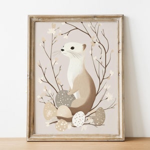 Regalo para amantes de los hurones, postal de Pascua, decoración de habitación infantil, impresión