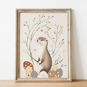 Postal de hurón Impresión de Pascua Decoración de habitación infantil