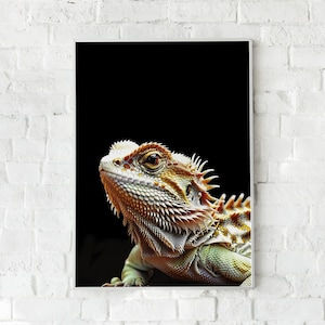 Bearded dragon wall art print Reptile lover gift Lizard print Exotic animal poster
