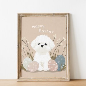 Bichon frisé, cadeau pour amoureux des chiens de Pâques, impression d'art mural neutre