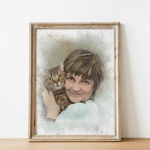 Custom pet painting from photo Cat memorial portrait Art commission