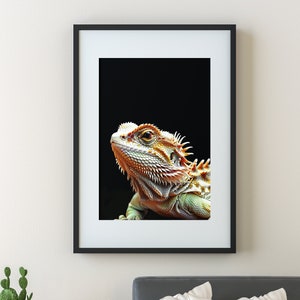 Bearded dragon print Reptile wall art Lizard lover gift Exotic animal poster