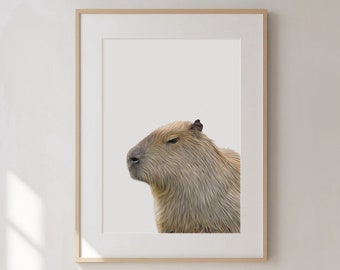 Impresión de arte mural de capibara de 28 x 35 cm. Póster hecho a mano. Animal exótico. Sin marco.