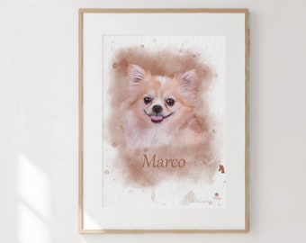 Herdenkingscadeau chihuahua Aangepast hondenschilderij van foto Herdenkingsportret huisdier