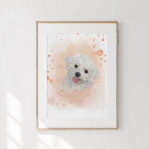 Bichon frise gift Custom dog painting from photo Pet remembrance portrait on canvas