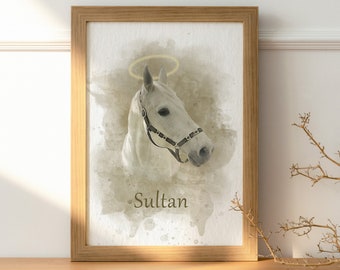 Custom horse painting from photo Pet remembrance gift Pony memorial portrait