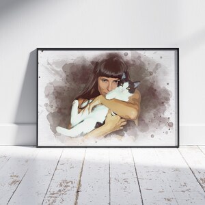 Sympathy gift for loss of cat Custom pet painting from photo Kitten memorial portrait