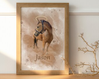 Horse painting from photo Custom pet memorial canvas Pony owner remembrance gift