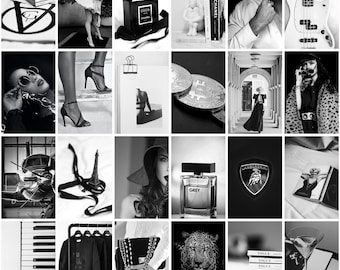 Boujee wall collage kit 106 PCS Black and white vogue prints Dorm decor for college girls Fashion photography printable