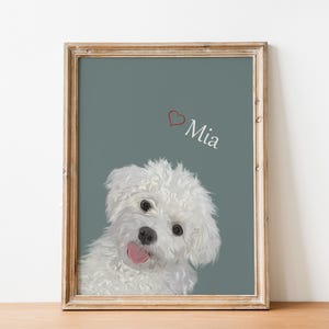 Custom bichon frise memorial painting from photo Personalized dog remembrance gift Pet portrait with halo