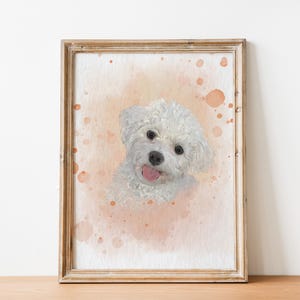 Bichon frise gift Custom pet remembrance painting Multiple dog portrait from photo DIGITAL ONLY