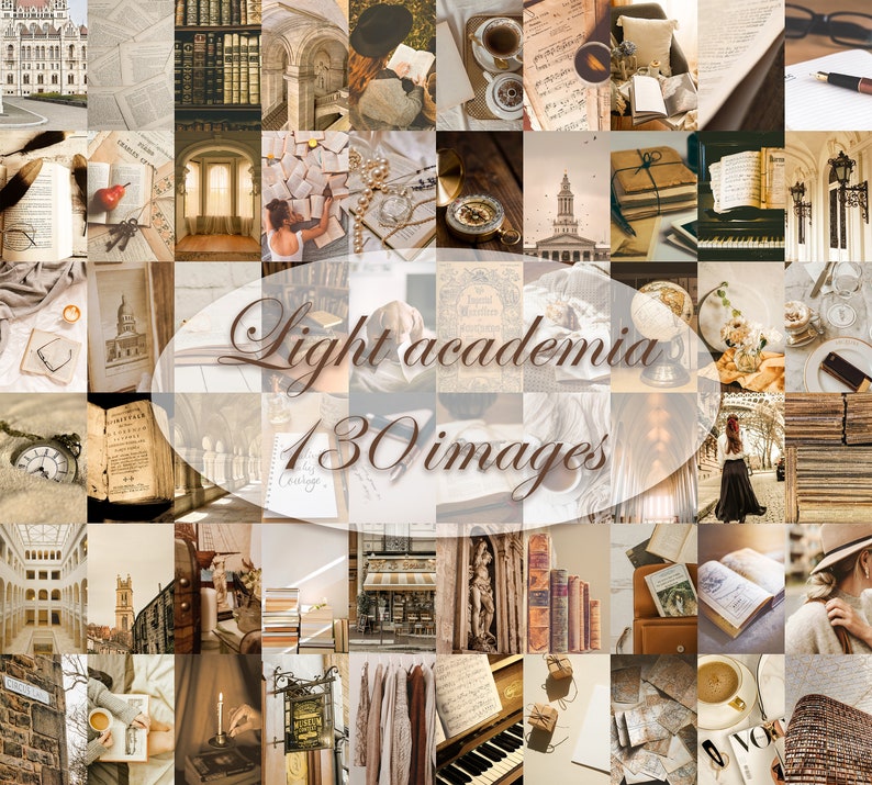 Light Riders Collage Light Academia Wall Collage Kit Beige Aesthetic Dorm Decor for - Etsy