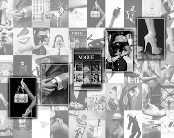 Vogue prints Black and white wall collage kit 50 PCS  Boujee aesthetic dorm decor for college girls