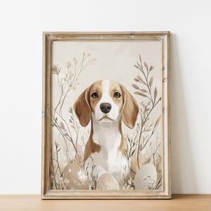 Impression Beagle Carte postale de Pâques Décoration murale esthétique neutre