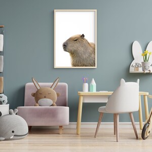 Capybara art print, Exotic animal gifts, Capybara poster, Trendy apartment decor, capybara