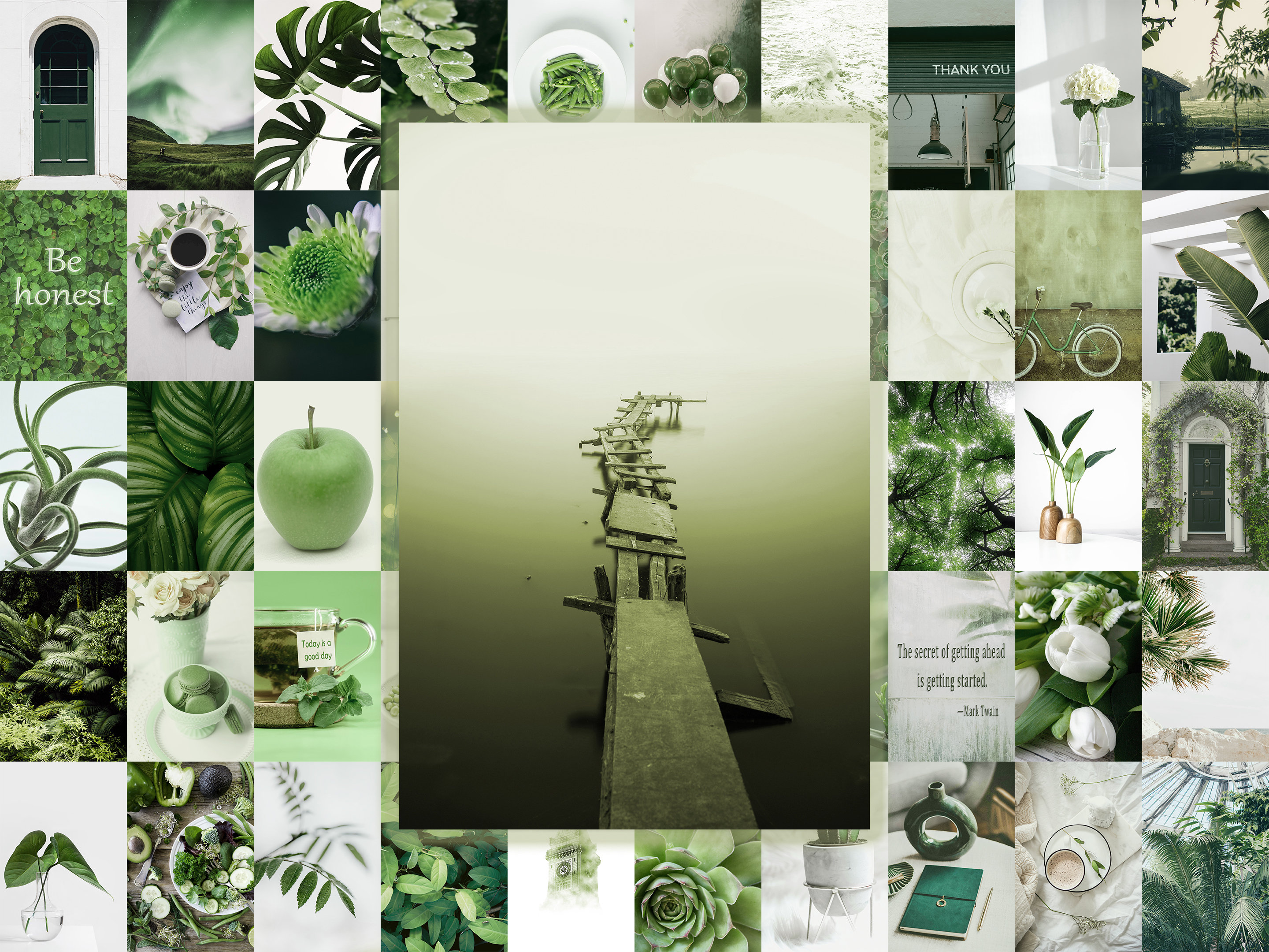 Green Collage Examples Green Wall Collage Kit 50 PCS With Motivational Phrases College ...