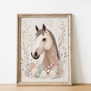Impression cheval de Pâques Carte postale esthétique neutre Cadeau commémoratif pour animal de compagnie